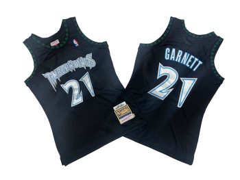 Timberwolves # 21 black 97-98 Mitchell throwback jersey - Kevin. Garnett