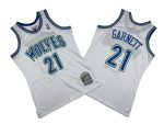 Timberwolves # 21 white 95-96 Mitchell throwback jersey – Kevin. Garnett