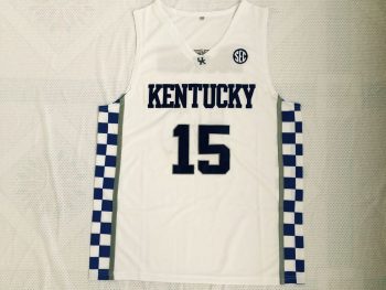 University of Kentucky No. 15 white embroidered jersey