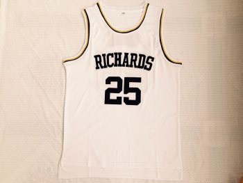 Wade 25 high school white embroidered jersey