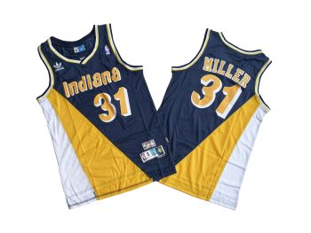 Walker No. 31 dark blue and yellow throwback jersey - Reggie. Miller