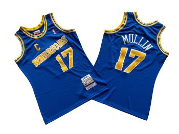 Warriors # 17 blue 93-94 Michelle throwback jersey - Chris. Mullin