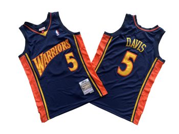 Warriors No. 5 Deep Blue 06-07 Mitchell throwback jersey - Byron. Davis