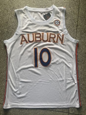 White jersey of No. 10 Jabari Smith of Auburn University