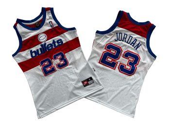 Wizards No. 23 white pick retro jersey - Michael. Jordan