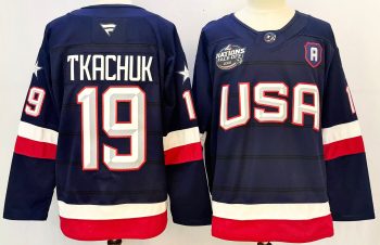 USA 4 Nations Face-Off Fanatics Premium #19 TKACHUK Hockey Jersey