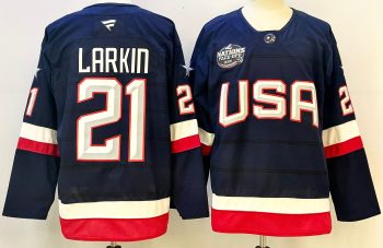 USA 4 Nations Face-Off Fanatics Premium #21 LARKIN Hockey Jersey