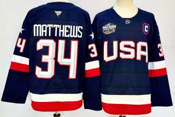 USA 4 Nations Face-Off Fanatics Premium #34 MATTHEWS  Hockey Jersey