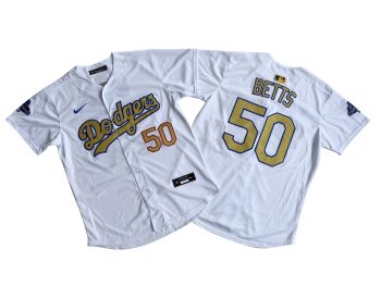 Los Angeles Dodgers Mookie Betts Nike White 2025 Gold Collection Limited Jersey