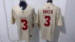 Arizona Cardinals #3 Baker Cream Speckle Stitched Jersey