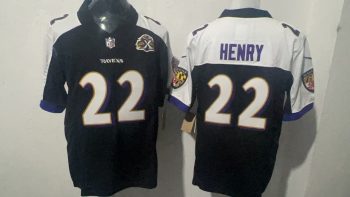 Baltimore Ravens 22 Derrick Henry Black & White Stitched Jersey