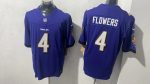 Baltimore Ravens 4 Zay Flowers Purple Stitched Jersey