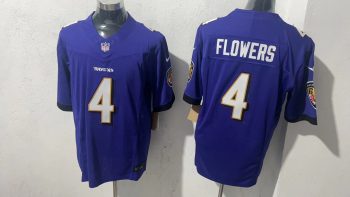 Baltimore Ravens 4 Zay Flowers Purple Stitched Jersey