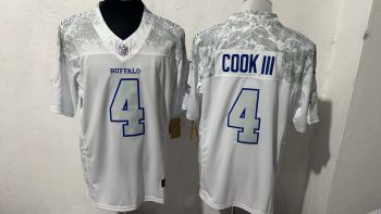 Buffalo Bills #4 Cook III White Stitched Jersey