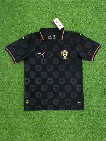 2026 Portugal Black with Crest Pattern World Cup soccer jersey customize any name any number