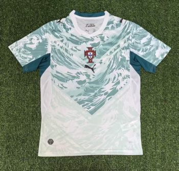 2026 Portugal Mint Green with Wave Pattern World Cup soccer jersey customize any name any number (2)