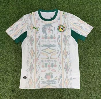 2026 Senegal White with Ethnic Pattern World Cup soccer jersey customize any name any number