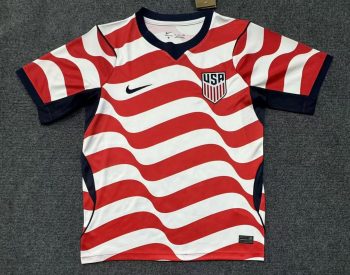 2026 United States Red & White Wave Pattern World Cup soccer jersey customize any name any number