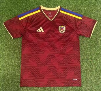 2026 Venezuela Maroon with Triangle Pattern World Cup soccer jersey customize any name any number