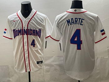 2026 World Cup Baseball Dominican Republic #4 Marte White stitched jersey (2)