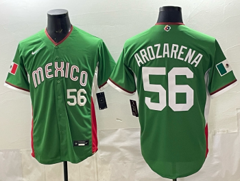 2026 World Cup Baseball Mexico #56 Arozarena Green stitched jersey