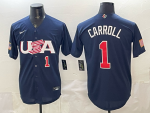 2026 World Cup Baseball USA #1 Carroll Navy stitched jersey