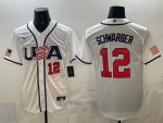 2026 World Cup Baseball USA #12 Schwarber White stitched jersey
