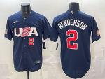 2026 World Cup Baseball USA #2 Henderson Navy stitched jersey