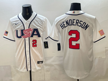 2026 World Cup Baseball USA #2 Henderson White stitched jersey