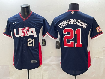 2026 World Cup Baseball USA #21 Crow-Armstrong Navy stitched jersey