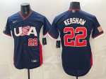 2026 World Cup Baseball USA #22 Kershaw Navy stitched jersey