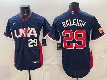 2026 World Cup Baseball USA #29 Raleigh Navy stitched jersey