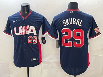 2026 World Cup Baseball USA #29 Skubal Navy stitched jersey