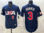 2026 World Cup Baseball USA #3 Harper Navy stitched jersey
