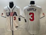 2026 World Cup Baseball USA #3 Harper White stitched jersey