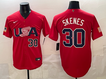 2026 World Cup Baseball USA #30 Skenes Red stitched jersey (2)