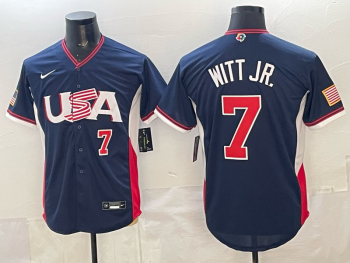 2026 World Cup Baseball USA #7 Witt Jr. Navy stitched jersey