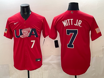 2026 World Cup Baseball USA #7 Witt Jr. Red stitched jersey (2)