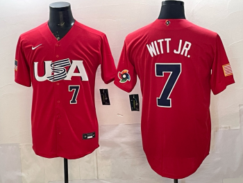 2026 World Cup Baseball USA #7 Witt Jr. Red stitched jersey