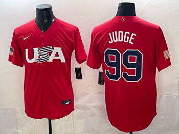 2026 World Cup Baseball USA #99 Judge Red stitched jersey (2)