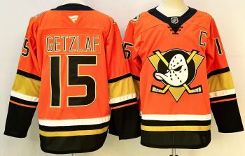 Anaheim Ducks #15 Getzlaf Orange stitched hockey jersey
