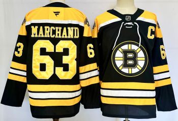 Boston Bruins #63 Marchand Black stitched hockey jersey