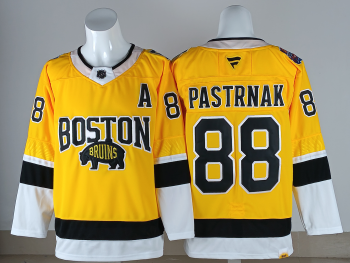 Boston Bruins #88 Pastrnak Yellow stitched hockey jersey