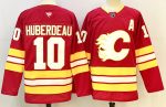 Calgary Flames #10 Huberdeau Red stitched hockey jersey