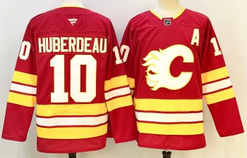 Calgary Flames #10 Huberdeau Red stitched hockey jersey