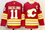Calgary Flames #11 Backlund Red stitched hockey jersey