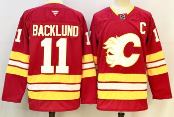 Calgary Flames #11 Backlund Red stitched hockey jersey