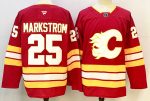 Calgary Flames #25 Markstrom Red stitched hockey jersey