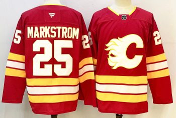 Calgary Flames #25 Markstrom Red stitched hockey jersey