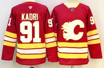 Calgary Flames #91 Kadri Red stitched hockey jersey
